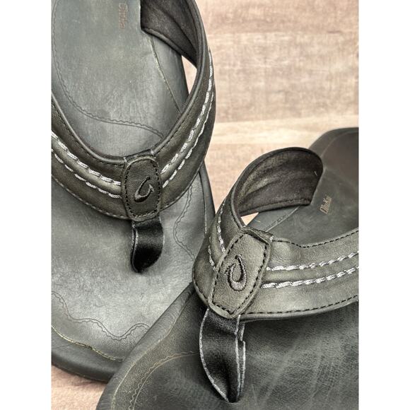 Olukai Hokua Flip Flop Mens US 15 Black Beach wear, wet grip, quick dry sandals - Picture 4 of 12